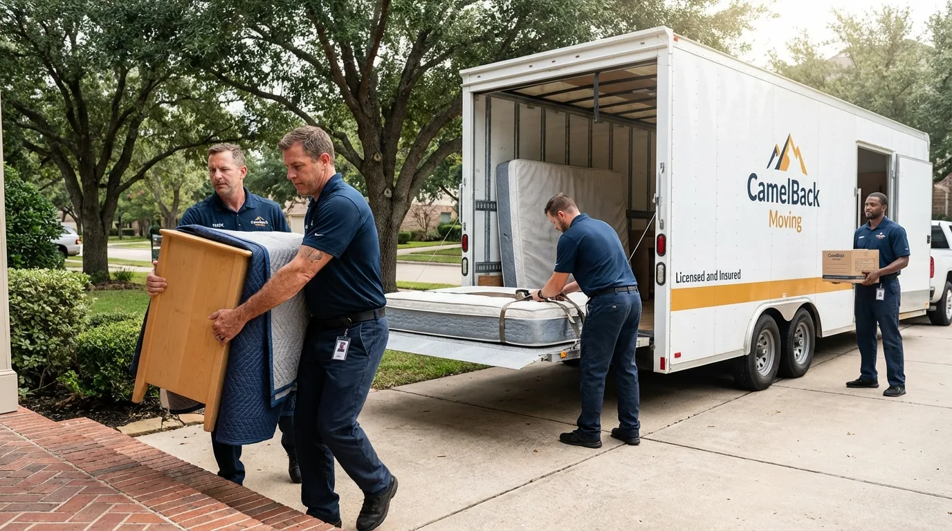 Crew loading residential truck for cross-state move from Dunkirk, NY